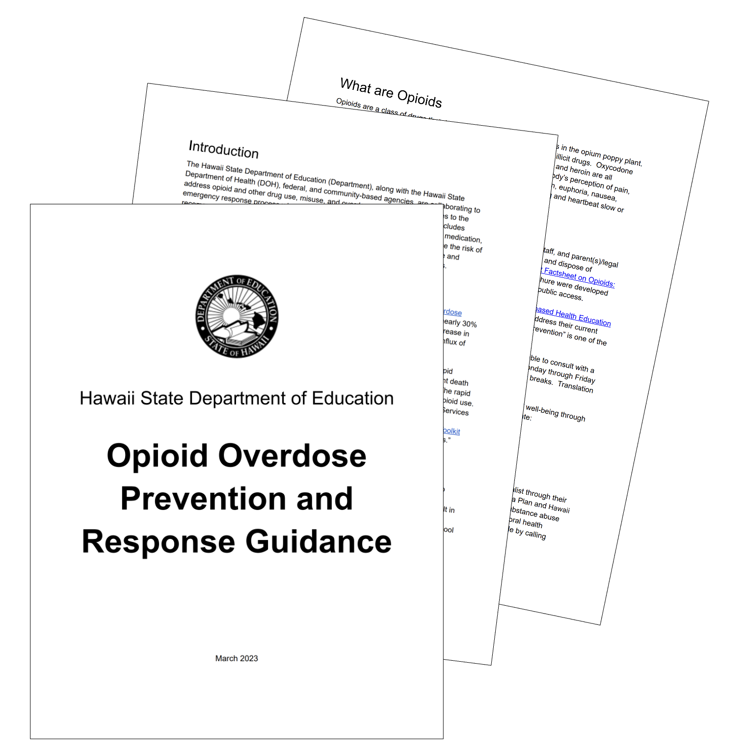 Hawaii DOE Guidance on Opioid Overdose Prevention and Response